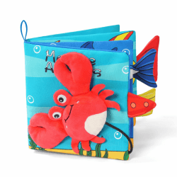 Vicloon Stoffbuch für Babys,Bilderbuch aus Stoff mit OzeanTiere,frühe Entwicklung Baby Tuch Bücher,Wahrnehmungs-Lernspielzeug,Geschenke für Babys-KrabbeStil