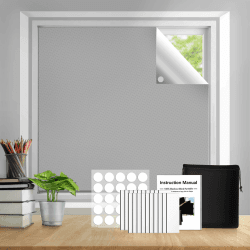 Teamkio Fenster Verdunklungsstoff, 3Mx1.45M Dachfenster Verdunkelung Sonnenschutz für Fenster und Velux, Tragbare Reise Verdunkelungsrollo ohne Bohren (Grau)