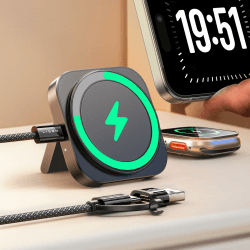 LISEN Induktive Ladestation für Apple Watch Und iPhone [Super Tragbar] Magsafe Ladegerät,Reisen Wireless Charger für iPhone Magsafe Stand 2025 iPhone Apple Ladestation Fit iPhone 16e Watch Airpods