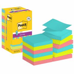 Post-it Super Sticky Z-Notes Cosmic Collection, Packung mit 12 Blöcken, 90 Blatt pro Block, 76 mm x 76 mm, Türkis, Grün, Pink - Extra-stark klebende Notizzettel für Notizen und To-Do-Listen, Mittel
