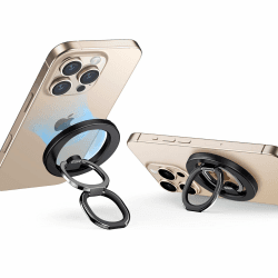ESR Handy Ring Halterung Magnetisch für MagSafe, Verstellbarer Ständer Handy Griff Fingerhalter für iPhone 16/16e/15/14/13/12/Samsung/Android, Alle Smartphones (Mit 2 Metallringe), Schwarz
