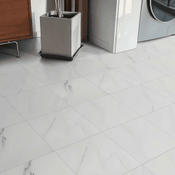 Vinylboden Selbstklebend PVC Bodenbelag Selbstklebend, Klebefliesen Boden Weißer Marmor Wasserdichte Wirkung, 30cmx30cm Dicke1,0mm 10 Fliesen(3,6㎡)