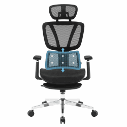 WOLTU Bürostuhl, Schreibtischstuhl ergonomisch, Drehstuhl höhenverstellbar, verstellbare Kopfstütze, Lendenwirbelstütze, 3D-Armlehnen, einziehbarer Fußstütze, Wippfunktion, 150 kg, Schwarz, BS163sz