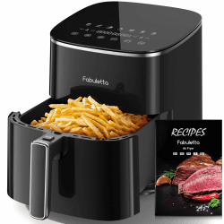 Fabuletta Heißluftfritteuse 5,7L, 11-in-1 Air Fryer, Max230℃ Heissluft Fritteusen, Digitaler Timer bis zu 6 Stunden, LED-Touchscreen AirFryer, Schnelle Erwärmung, Shake-Modus, 95% weniger Öl, 1950W