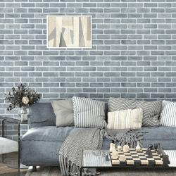 HotDecor Blaugraue Steintapete Vintage Abwaschbare Klebefolie Steinoptik für Küche Dekofolie Selbstklebend Wand Tapeten Wohnzimmer Schlafzimmer Retro Selbstklebende Tapete Steinoptik 3d 60cm X 300cm