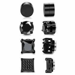 APMGONT Magnetische Ohrstecker, 4 Paare 6mm Edelstahl Non-Piercing Clip on Ohrringe Nicht Piercing CZ Hypoallergen Magnetische Ohrringe für Männer Frauen