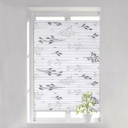 WOLTU Plissee Faltrollo Klemmfix ohne Bohren 85x130 cm Grau, Plisseerollo Easyfix mit Klemmträger, Fensterrollo mit Zweigmotiv Blickdicht Sichtschutz Sonnenschutz, Jalousie Rollo für Tür & Fenster Grau-zweigmotiv B85 x H130 cm