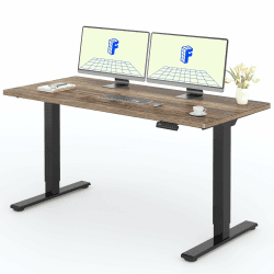 FLEXISPOT Höhenverstellbarer Schreibtisch mit 2 Motoren & 25MM einteiliger Tischplatte,ergonomischer Bürotisch - 160 x 80 cm Walnussbraun, schwarzes Gestell