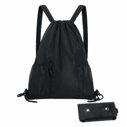 Soleeya Oxford Schwarz Turnbeutel Herren + Schlüssel Organizer Leder, 45*39cm Turnbeutel Wasserdicht mit Reißverschluss Netztasche Turnbeutel Erwachsene Kordelzug Verstellbar Jungen Sportbeutel Damen