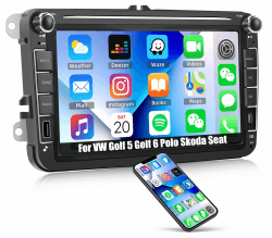1G+32G CAMECHO Android 13 Autoradio für VW Golf 5 Polo Skoda Caddy mit Bluetooth Navi, 8 Zoll Touchscreen Autoradio mit Mirror Link FM/RDS WiFi SWC und USB