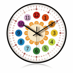 RANJIMA Wanduhr für Kinder Ohne Tickgeräusch, Bunt Zahlen Wanduhr Modern Lernende Uhr für Kinder Jungen Mädchen, Wanduhr Kinderzimmer Lautlos für Schlafzimmer Küche Schule Wohnzimmer Büro 12 Zoll/30cm