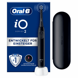 Oral-B iO Series 2 Elektrische Zahnbürste/Electric Toothbrush, 1 Aufsteckbürste, 3 Putzmodi für Zahnpflege, Magnet-Technologie, Reise-Etui, Designed by Braun, Night Black
