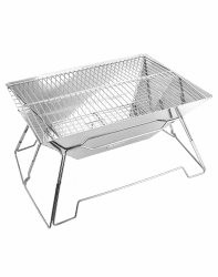 QWORK® Faltbarer Camping Feuerschale Feuerkorb aus Edelstahl für Garten Camping Outdoor-Aktivitäten (Rechteck)