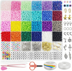 Dazhqp 4mm Perlen Für Armbänder,Armbänder Selber Machen Mit Glasperlen, Perlen Set Zum Auffädeln,Perlenset für Weihnachten Partys Kinder Feiertage DIY Bracelet Making Kit Halsketten Handwerk (4mm)