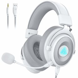 EKSA Gaming Headset, 7.1 Surround Sound PC Headset mit Noise Cancelling Mikrofon, USB & 3,5 mm Audiobuchse, LED Licht Superleichter Gaming Kopfhörer für PC/Mac/Switch / PS4 / PS5 / Xbox One, E900 Pro