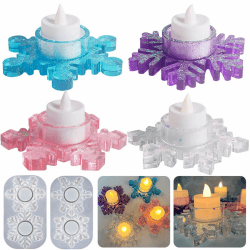 MARUKO 2 Stück Silikonform Weihnachten, Schneeflocken Gießform Kerzenhalter, Epoxidharz Formen Weihnachten, Kerzenständer Gießformen Resin Silikonform für Weihnachten Kerze Home Decor DIY