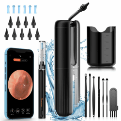 Ohrenschmalz Entferner, VITCOCO 1920P Wifi Ohrreiniger, Elektrischer Ohrenreiniger inkl. 10 Düsen, Ohrendusche Mit 4 Druckmodi IPX7 Wasserdicht, Wish Ohrenreiniger für Erwachsene Kinde, Schwarz