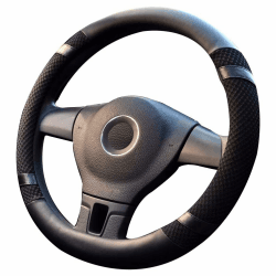Lifetooler Auto Lenkradbezug Leder Ice Silk Universal 38cm(15") Lenkradhülle Atmungsaktiver Anti Rutsch Steering Wheel Cover für Auto Van Truck SUV (schwarz)