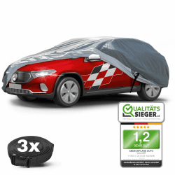 WALSER Premium Abdeckplane Auto All Weather Plus Qualitätssieger Sehr Gut*, Abdeckplane wasserdicht, Auto Abdeckplane, Autoplane UV-beständig, Autoabdeckung Outdoor, Abdeckung SUV/Van Größe 8 grau