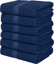 Utopia Towels - 6er-Pack mittelgroße Badetücher aus 100% Baumwolle mit Aufhängeschlaufen, 60x120 cm Duschtücher, weiche und saugfähige Handtücher (Marineblau)