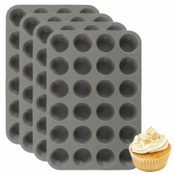 APACALI 4 Stück Mini Muffinform für 24 Muffins, 22x33x3CM Muffinform Silikon, Mini Muffins Backform, Antihaft Muffinblech, Silikon Muffinförmchen, Antihaftbeschichtet Backblech Backform, Schwarz