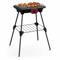 Tefal Easygrill Elektrischer Standgrill | BG90F5 | Mit Standfüßen Für Draußen | Auch Als Tischgrill Drinnen verwendbar | 2300 W | 870cm² Grillfläche | Leichte Reinigung | schwarz/Burgunderrot