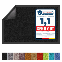 Floordirekt Schmutzfangmatte Rhine - waschbare & leistungsstarke Fußmatte - Sauberlaufmatte mit Rutschfester Rückseite - Türmatte für den Eingangsbereich (Schwarz, 90 cm x 150 cm)