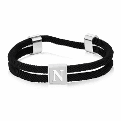 Halora Armband Herren mit Buchstaben Schwarz Segeltau Surferarmband Armbänder für Herren Damen Geburtstag Geschenk für Papa Sohn Freund Bruder