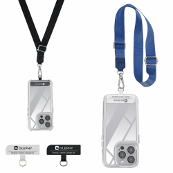 OLEPHY Handykette Universal 2 Packs, Einstellbar Lanyard Handy Umhängeband kompatibel mit meisten Smartphone, Handytasche zum Umhängen, 2× Schlüsselband und 2× Universelles Pad, (Schwarz+Blau)