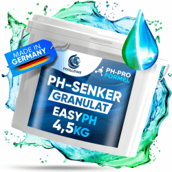 PoolLöwe® pH Minus Granulat mit [ph-Pro Formel] 4,5kg I pH Senker Pool extra Sicher & Effizient dank pH-Wert Stabilisator I pH Wert Senker für Pool & Whirlpool | Pool pH Minus Granulat pH- Regulierung