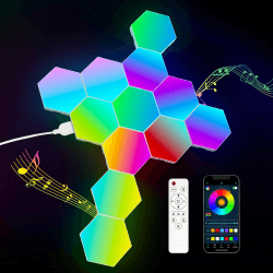 Kimimara Hexagon RGB LED Panel - LED Sechseck Gaming Wandleuchte Smart LED Panel Lichter Musik Sync Licht Panels Modular Lampe Gaming Geschenke für Gamer Room Deko (12 Pack)