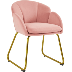 Yaheetech Esszimmerstuhl modern, Küchenstuhl in Blumenform, Sessel Polsterstuhl mit Metallbeinen Gold, für Wohnzimmer/Esszimmer Rosa