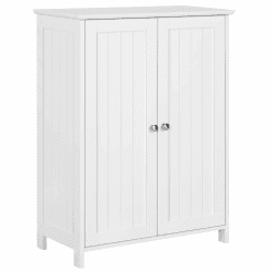 Yaheetech Badezimmerschrank freistehender Badschrank Aufbewahrungsschrank mit Doppeltür und verstellbare Regalebene Badzimmer/Wohnzimmer/Eingang Weiß 60 * 30 * 80.5cm