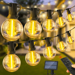 Warlisou Solar Garten Lichterkette: G40 50ft Led Blub - 15M Solar Garten Lampen Fernbedienung Lichter für Outdoor-Gazebo - Balkon Parteien Patio Hochzeit
