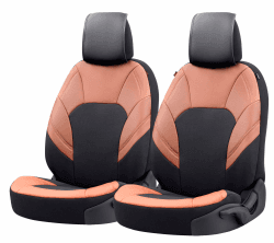 Walser Deluxe Autositzbezüge Hampton mit Reißverschluss, 2 Vordersitzbezüge, Zipp-IT Schonbezüge Universalgröße schwarz/braun