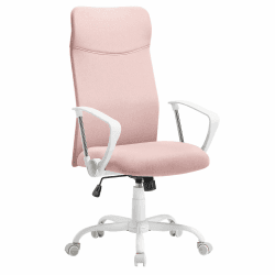 SONGMICS Bürostuhl, ergonomischer Schreibtischstuhl, Drehstuhl, gepolsterter Sitz, höhenverstellbar und neigbar, bis 120 kg belastbar, pastellrosa OBN034R01