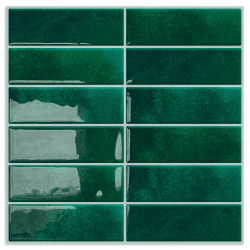 DEWOO Fliesenaufkleber Klebefliesen Fliesenfolie Küche Selbstklebend Metro Fliesen Rückwand Folie Rechteckige Grün, 10-Stück (30.5 x 30.5 cm)
