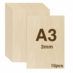 WISYOK 10pcs Sperrholz 3mm, Sperrholaplatte A3, Holz Platten, Holzplatten zum Basteln, Holzplatt für DIY Holzarbeiten, Laserbearbeitung, Brandmalerei, Modellbau, Geschenke, Deko, Gemälde -420x300*3mm