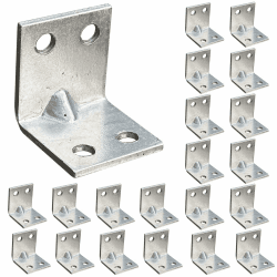 OMIDEAS 20 x Winkelverbinder mit Sicke (20 x 20 x 20) Eckwinkel 90 Grad L Klammern Lochwinkel Schwerlast Winkel Holzverbinder Möbelverbinder Stuhl Verbinder Verzinkt