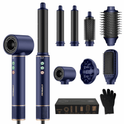 Atopskins Air Styler 7 in 1 Hair Styler set, 110000 U/Min Haartrockner High Speed Föhn Mit Diffusor, Warmluftbürste, Lockenstab, Glätteisen, Zum Styling, Volumisieren, Locken und Glättenair