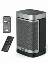 Dreo Heizlüfter Energiesparend Leise, 1500W mit Fernbedienung, 70° Oszillierend, WLAN Alexa & Google Assistant, 12-Std-Timer, 3 Modus 3 Geschwindigkeit, PTC Keramik Heizlüfter Klein, Atom One S