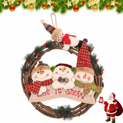 Weihnachtskranz Schneemann, 30cm Weihnachtsdeko Girlande Elch, Weihnachtskranz Türkranz Außen Deko, Schneemann Adventskranz, Geeignet für Weihnachtstür, Fenster, Kamin, Wohnzimmerdekoration (B)
