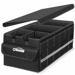 Oasser Kofferraum Organizer faltbar 75L mit weichen Deckel 4 Fächer Auto Organizer 30kg Tragkraft vielseitig einsetzbar extra groß Schwarz