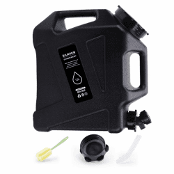 RUYI Wasserkanister mit Hahn und Schraubdeckel, Camping Wasserkanister BPA-frei Trinkwasserkanister, Tragbarer Wassertank mit Griff für Wohnwagen Picknick Wandern, Transparent Blau 12L, Schwarz