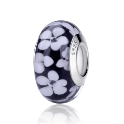 Nbsameng Transparent Charme Blume Perlen aus Murano Glas Charms, Anhänger für Frauen Armbänder und Ketten, 925% Silber Charms Pendant Bead für Pandora und europäische Armbänder und Halskette Farbe-25