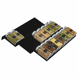 Lifewit Gewürz Organizer Schublade, 6 Stück Abnehmbares Gewürzregal Schublade Breite 20 bis 40 cm, 3 Etagen Gewürz Schubladeneinsatz aus Kunststoff, Spice Rack für Arbeitsplatte/Schrank, Schwarz