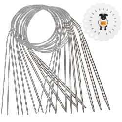Coopay Edelstahl Rundstricknadeln 120 cm, 11 Stück Rund Stricknadeln mit Metall Kabel, Kleine Größe Rundstricknadel Set, 1,5mm, 1,75mm, 2,0mm, 2,5mm, 2,75mm, 3,0mm, 3,25mm, 3,5mm, 4,0mm, 4,5mm, 5,0mm