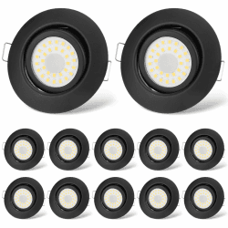 cloksh LED Einbaustrahler 230V Flach Dimmbar LED Spots 6W IP44 Bad Einbauleuchten Schwarz Deckenspots Deckenstrahler,Warmweiß 3000K Schwenkbar Einbauspots für Badezimmer Küche Wohnzimmer,12er Set