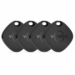 VOCOlinc Air Tracker Tag Schlüsselfinder 4er Pack, Smart Key Finder Kompatibel mit Apple Wo ist? APP (iOS NUR), Bluetooth Item Finder für Koffer, Taschen, Gepäck, IP67 Wasserdicht, Austauschbarer Akku