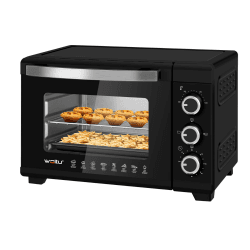 WOLTU Mini Backofen 21 L, elektrischer Minibackofen, Miniofen, Pizzaofen, 1280 W, 100-230 °C, Timer 60 Min., Ober-/Unterhitze, Doppelverglasung, Schwarz